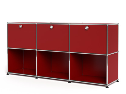 USM Haller Sideboard 50, Customisable USM ruby red|With 3 drop-down doors|Open