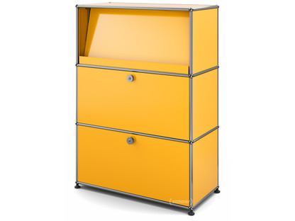 USM Haller Highboard M with Angled Shelf Golden yellow RAL 1004