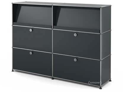 USM Haller Highboard L with Angled Shelves Anthracite RAL 7016