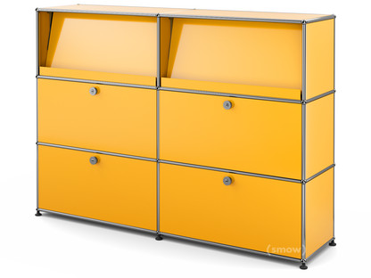 USM Haller Highboard L with Angled Shelves Golden yellow RAL 1004