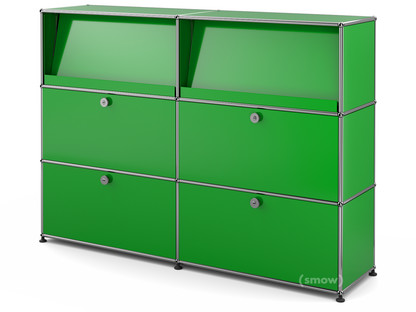 USM Haller Highboard L with Angled Shelves USM green