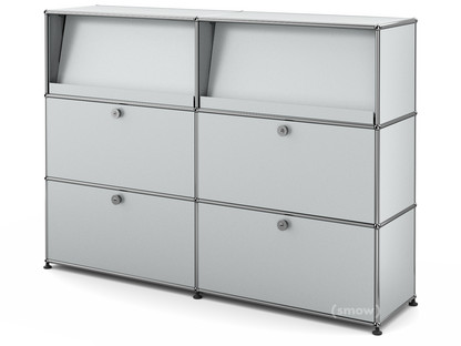 USM Haller Highboard L with Angled Shelves USM matte silver