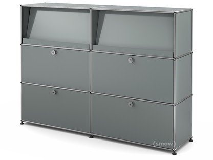 USM Haller Highboard L with Angled Shelves Mid grey RAL 7005