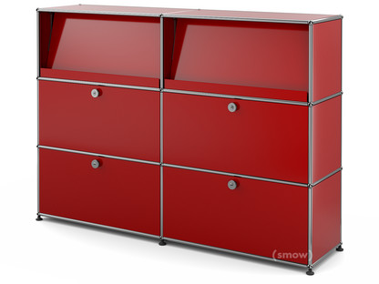 USM Haller Highboard L with Angled Shelves USM ruby red