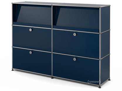 USM Haller Highboard L with Angled Shelves Steel blue RAL 5011