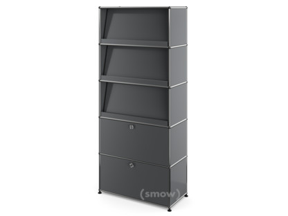 USM Haller Storage Unit with 3 Angled Shelves Mid grey RAL 7005