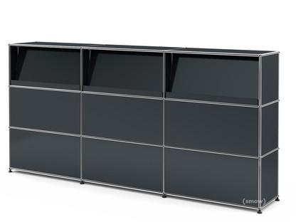 USM Haller Counter Type 2 (with Angled Shelves) Anthracite RAL 7016|225 cm (3 elements)|35 cm