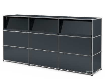 USM Haller Counter Type 2 (with Angled Shelves) Anthracite RAL 7016|225 cm (3 elements)|50 cm