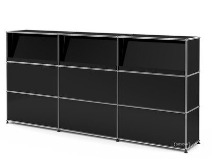 USM Haller Counter Type 2 (with Angled Shelves) Graphite black RAL 9011|225 cm (3 elements)|35 cm