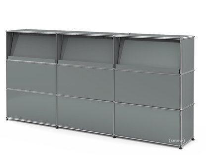 USM Haller Counter Type 2 (with Angled Shelves) Mid grey RAL 7005|225 cm (3 elements)|35 cm