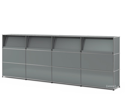 USM Haller Counter Type 2 (with Angled Shelves) Mid grey RAL 7005|300 cm (4 elements)|35 cm