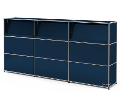USM Haller Counter Type 2 (with Angled Shelves) Steel blue RAL 5011|225 cm (3 elements)|35 cm
