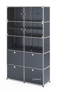 USM Haller Vitrine H 179 x W 103 x D 38 cm|Anthracite RAL 7016|No locks