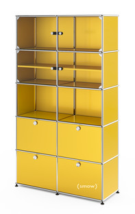 USM Haller Vitrine H 179 x W 103 x D 38 cm|Golden yellow RAL 1004|All compartments with a lock