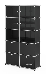 USM Haller Vitrine H 179 x W 103 x D 38 cm|Graphite black RAL 9011|No locks