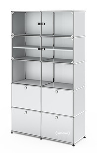 USM Haller Vitrine H 179 x W 103 x D 38 cm|USM matte silver|No locks