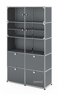 USM Haller Vitrine H 179 x W 103 x D 38 cm|Mid grey RAL 7005|All compartments with a lock