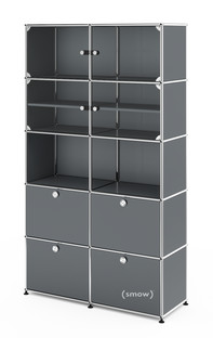 USM Haller Vitrine H 179 x W 103 x D 38 cm|Mid grey RAL 7005|No locks