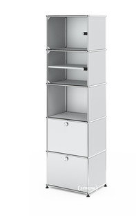 USM Haller Vitrine H 179 x W 53 x D 38 cm|USM matte silver|All compartments with a lock