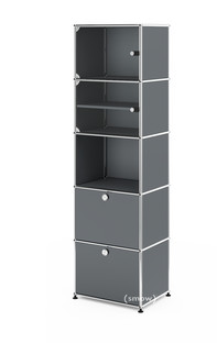 USM Haller Vitrine H 179 x W 53 x D 38 cm|Mid grey RAL 7005|All compartments with a lock