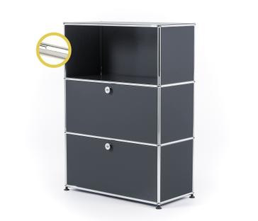 USM Haller E Highboard M with Compartment Lighting Anthracite RAL 7016|Cool white