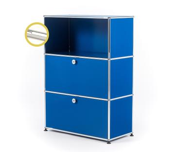 USM Haller E Highboard M with Compartment Lighting Gentian blue RAL 5010|Cool white