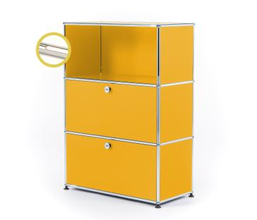USM Haller E Highboard M with Compartment Lighting Golden yellow RAL 1004|Warm white