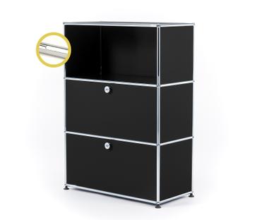USM Haller E Highboard M with Compartment Lighting Graphite black RAL 9011|Cool white