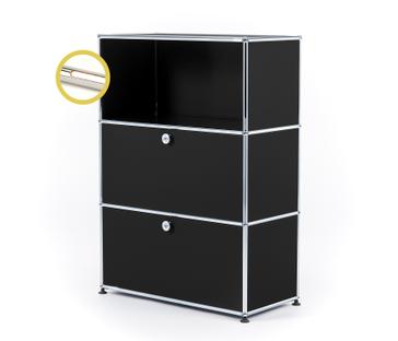USM Haller E Highboard M with Compartment Lighting Graphite black RAL 9011|Warm white