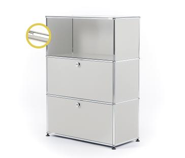 USM Haller E Highboard M with Compartment Lighting Light grey RAL 7035|Cool white