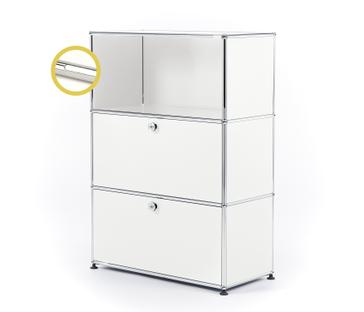 USM Haller E Highboard M with Compartment Lighting Pure white RAL 9010|Cool white