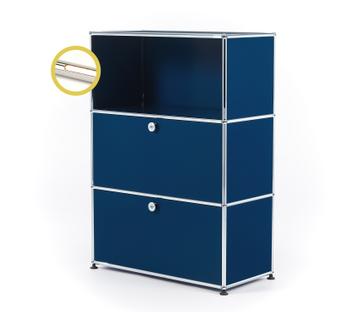 USM Haller E Highboard M with Compartment Lighting Steel blue RAL 5011|Warm white