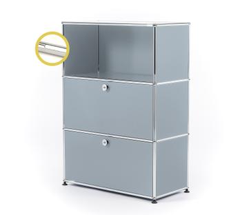 USM Haller E Highboard M with Compartment Lighting USM matte silver|Cool white