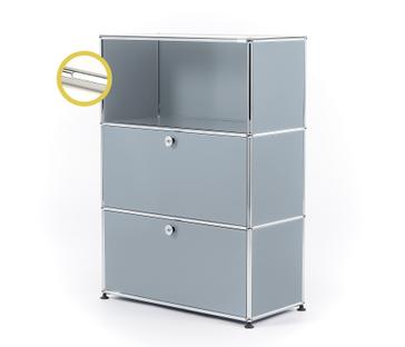 USM Haller E Highboard M with Compartment Lighting USM matte silver|Cool white