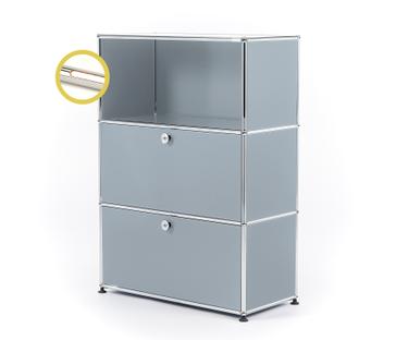 USM Haller E Highboard M with Compartment Lighting USM matte silver|Warm white