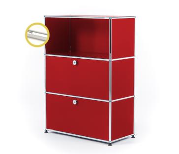 USM Haller E Highboard M with Compartment Lighting USM ruby red|Cool white