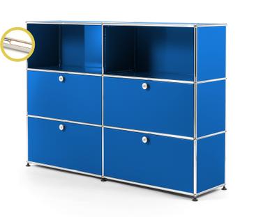 USM Haller E Highboard L with Compartment Lighting Gentian blue RAL 5010|Warm white
