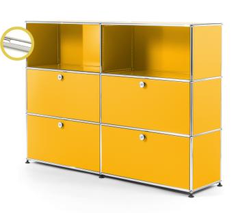 USM Haller E Highboard L with Compartment Lighting Golden yellow RAL 1004|Cool white
