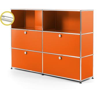 USM Haller E Highboard L with Compartment Lighting Pure orange RAL 2004|Cool white