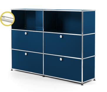USM Haller E Highboard L with Compartment Lighting Steel blue RAL 5011|Cool white