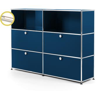 USM Haller E Highboard L with Compartment Lighting Steel blue RAL 5011|Warm white