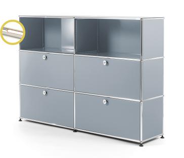 USM Haller E Highboard L with Compartment Lighting USM matte silver|Warm white