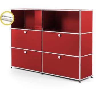 USM Haller E Highboard L with Compartment Lighting USM ruby red|Cool white