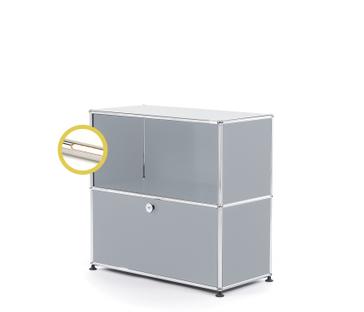 USM Haller E Sideboard M with Compartment Lighting USM matte silver|Warm white
