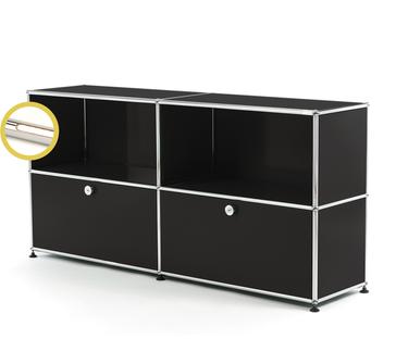 USM Haller E Sideboard L with Compartment Lighting Graphite black RAL 9011|Warm white