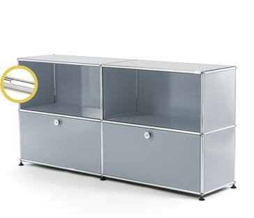 USM Haller E Sideboard L with Compartment Lighting USM matte silver|Cool white