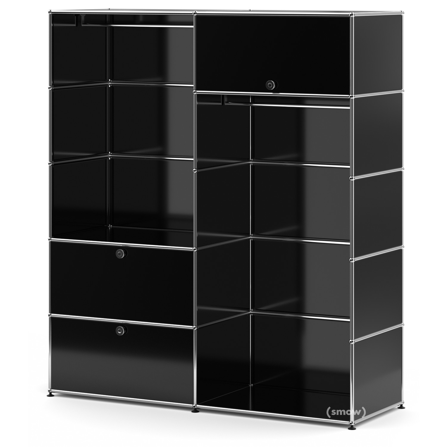 USM Haller Clothes Rack L with 2 Hanging Rails, Graphite black RAL 9011 ...