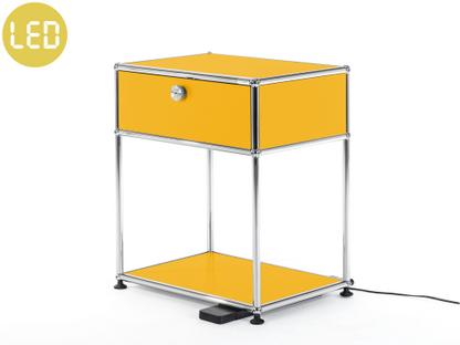 USM Haller Bedside Table with Dimmable Light Golden yellow RAL 1004