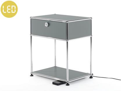 USM Haller Bedside Table with Dimmable Light Mid grey RAL 7005