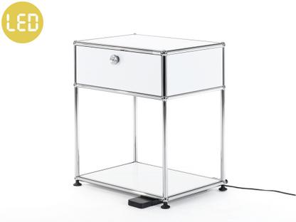 USM Haller Bedside Table with Dimmable Light Pure white RAL 9010